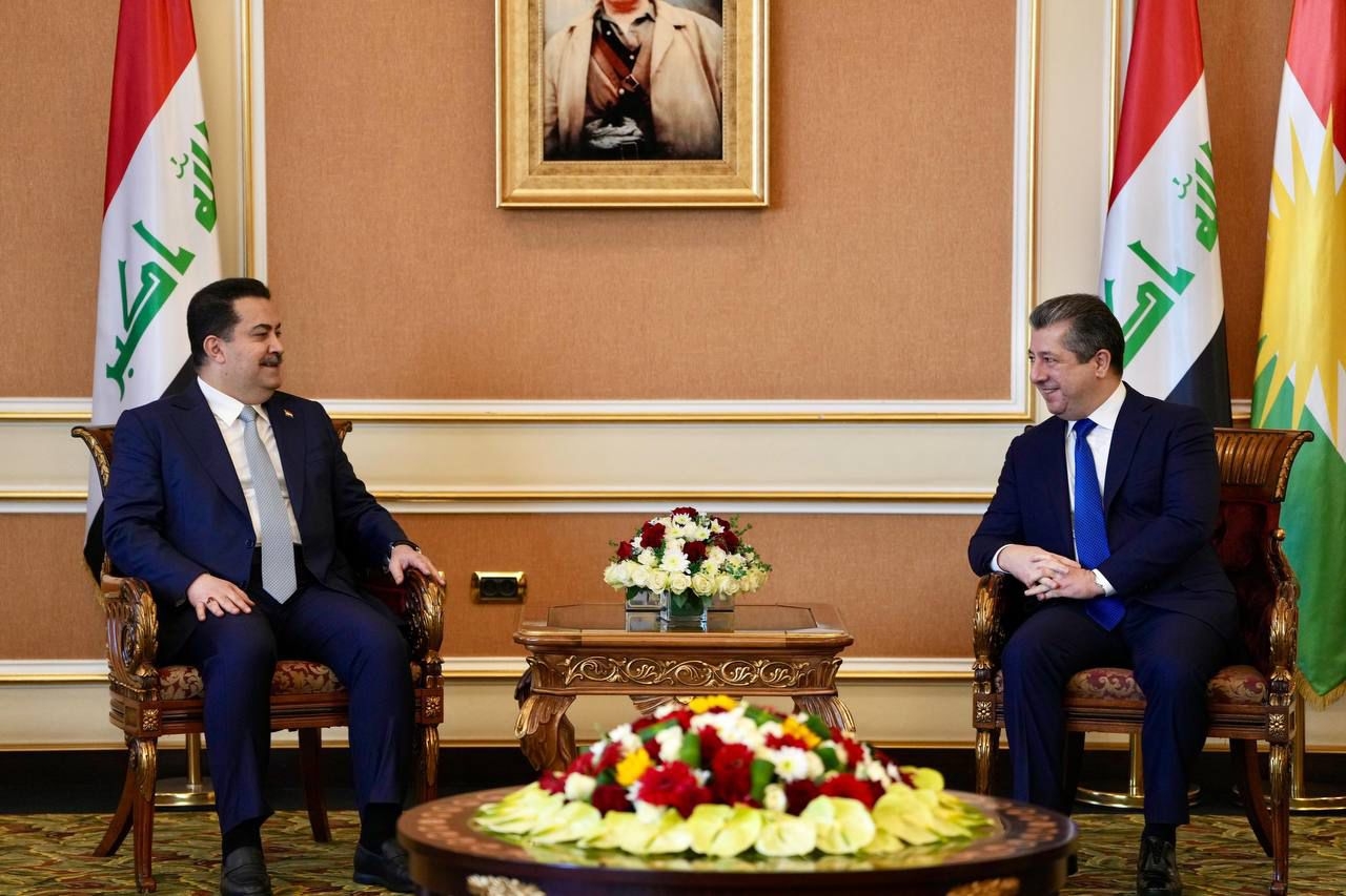 Prime Minister Mr. Mohammed Shia Al-Sudani meets in Erbil with the Prime Minister of the Kurdistan Regional Government of Iraq.