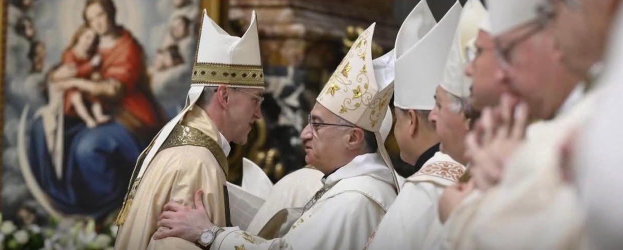 In the presence of the Archbishop of Erbil for the Chaldeans Pope Leo XIV confers episcopal ordination upon Monsignor Miroslav Stanislav Wachowski appointing him as bishop apostolic nuncio and ambassador to Iraq.